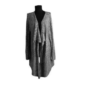 OneWorld Size 2X Womens Cardigan Sweater Open Front Gray Black Chevron Knit